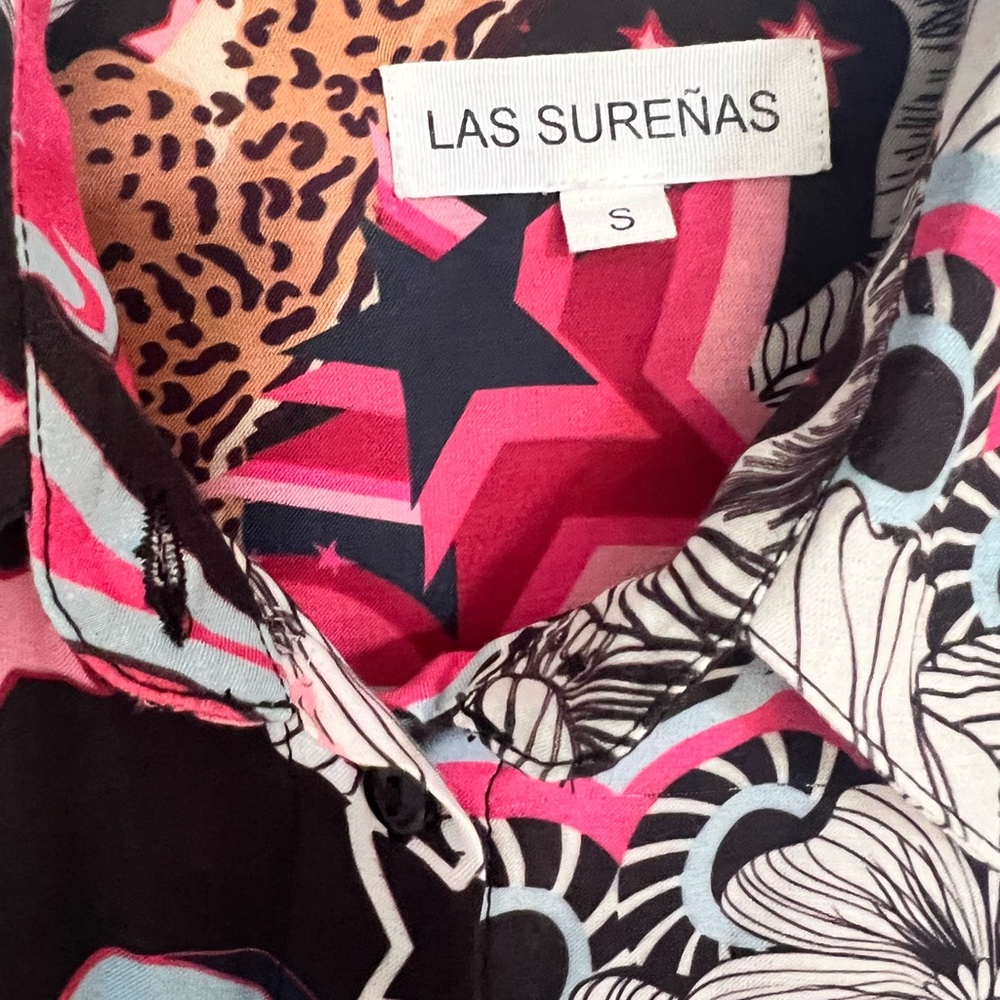 Las Sureñas Women's Floral and Leopard Print Blouse - Picture 4 of 4
